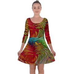 Texture Art Color Pattern Quarter Sleeve Skater Dress