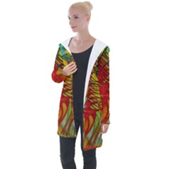 Texture Art Color Pattern Longline Hooded Cardigan