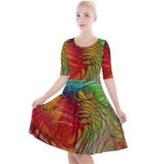 Texture Art Color Pattern Quarter Sleeve A-line Dress