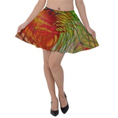 Texture Art Color Pattern Velvet Skater Skirt