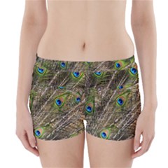 Peacock Feathers Color Plumage Green Boyleg Bikini Wrap Bottoms by Sapixe