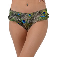 Peacock Feathers Color Plumage Green Frill Bikini Bottom