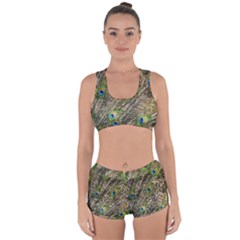 Peacock Feathers Color Plumage Green Racerback Boyleg Bikini Set by Sapixe