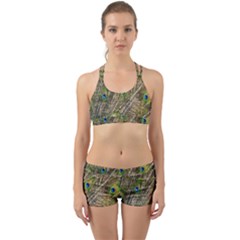 Peacock Feathers Color Plumage Green Back Web Gym Set