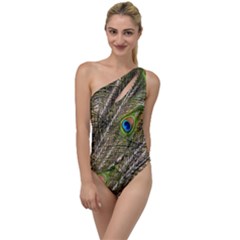 Peacock Feathers Color Plumage Green To One Side Swimsuit