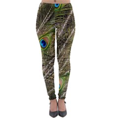 Peacock Feathers Color Plumage Green Lightweight Velour Leggings