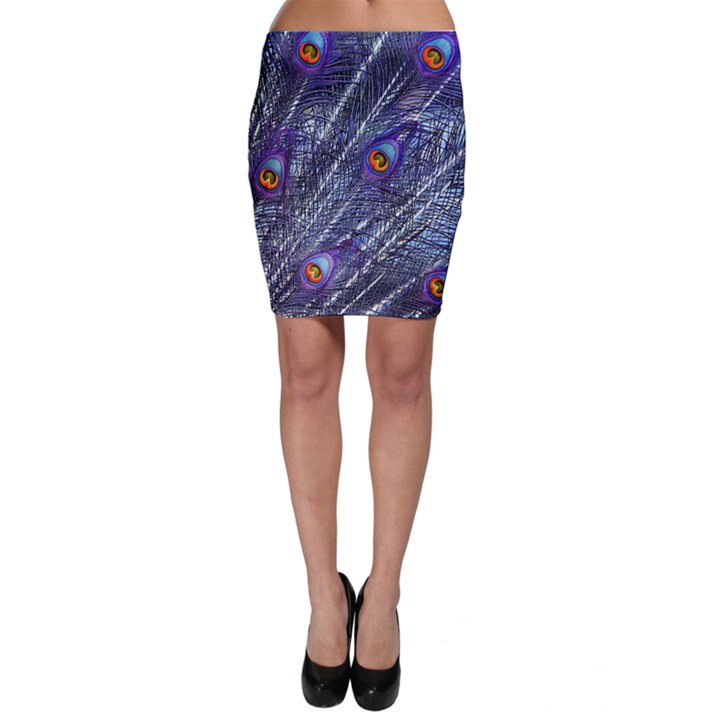 Peacock Feathers Color Plumage Blue Bodycon Skirt