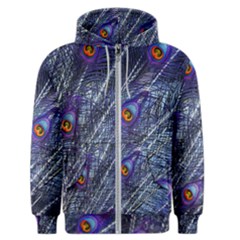 Peacock Feathers Color Plumage Blue Men s Zipper Hoodie by Sapixe