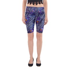 Peacock Feathers Color Plumage Blue Yoga Cropped Leggings