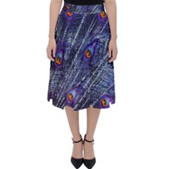 Peacock Feathers Color Plumage Blue Classic Midi Skirt by Sapixe