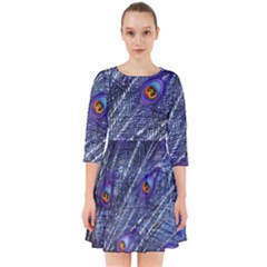 Peacock Feathers Color Plumage Blue Smock Dress by Sapixe