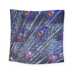 Peacock Feathers Color Plumage Blue Square Tapestry (small)