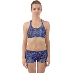 Peacock Feathers Color Plumage Blue Back Web Gym Set by Sapixe