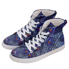 Peacock Feathers Color Plumage Blue Men s Hi-top Skate Sneakers by Sapixe