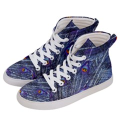 Peacock Feathers Color Plumage Blue Women s Hi-top Skate Sneakers by Sapixe