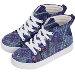 Peacock Feathers Color Plumage Blue Kid s Hi-top Skate Sneakers by Sapixe