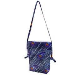 Peacock Feathers Color Plumage Blue Folding Shoulder Bag by Sapixe