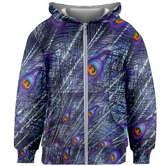 Peacock Feathers Color Plumage Blue Kids Zipper Hoodie Without Drawstring by Sapixe