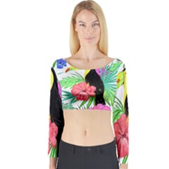 Leaves Tropical Nature Green Plant Long Sleeve Crop Top by Sapixe