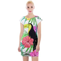 Leaves Tropical Nature Green Plant Cap Sleeve Bodycon Dress by Sapixe