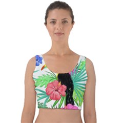 Leaves Tropical Nature Green Plant Velvet Crop Top by Sapixe