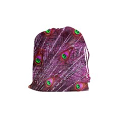 Peacock Feathers Color Plumage Drawstring Pouch (medium) by Sapixe