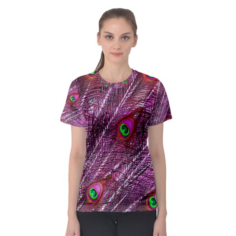 Peacock Feathers Color Plumage Women s Sport Mesh Tee by Sapixe