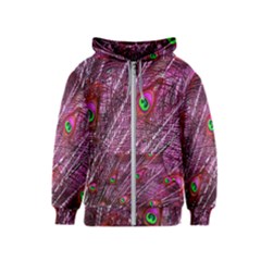 Peacock Feathers Color Plumage Kids  Zipper Hoodie by Sapixe