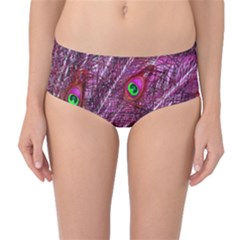 Peacock Feathers Color Plumage Mid-waist Bikini Bottoms by Sapixe