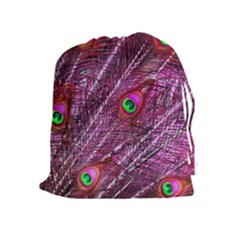 Peacock Feathers Color Plumage Drawstring Pouch (xl) by Sapixe