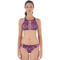 Peacock Feathers Color Plumage Perfectly Cut Out Bikini Set by Sapixe