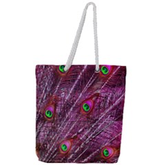 Peacock Feathers Color Plumage Full Print Rope Handle Tote (large) by Sapixe