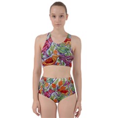 Art Flower Pattern Background Racer Back Bikini Set by Sapixe