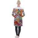 Art Flower Pattern Background Longline Hooded Cardigan View2