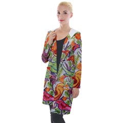 Art Flower Pattern Background Hooded Pocket Cardigan