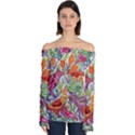 Art Flower Pattern Background Off Shoulder Long Sleeve Top View1