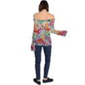 Art Flower Pattern Background Off Shoulder Long Sleeve Top View2