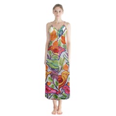 Art Flower Pattern Background Button Up Chiffon Maxi Dress by Sapixe