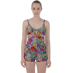 Art Flower Pattern Background Tie Front Two Piece Tankini by Sapixe