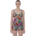 Art Flower Pattern Background Tie Front Two Piece Tankini View1