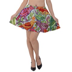 Art Flower Pattern Background Velvet Skater Skirt by Sapixe