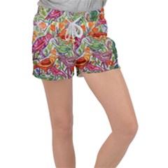 Art Flower Pattern Background Women s Velour Lounge Shorts by Sapixe