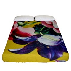 Textile Printing Flower Rose Cover Fitted Sheet (queen Size)