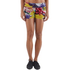 Textile Printing Flower Rose Cover Yoga Shorts