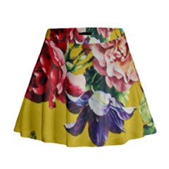 Textile Printing Flower Rose Cover Mini Flare Skirt