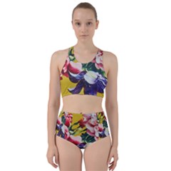 Textile Printing Flower Rose Cover Racer Back Bikini Set