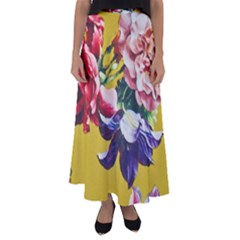 Textile Printing Flower Rose Cover Flared Maxi Skirt by Sapixe