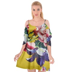 Textile Printing Flower Rose Cover Cutout Spaghetti Strap Chiffon Dress by Sapixe