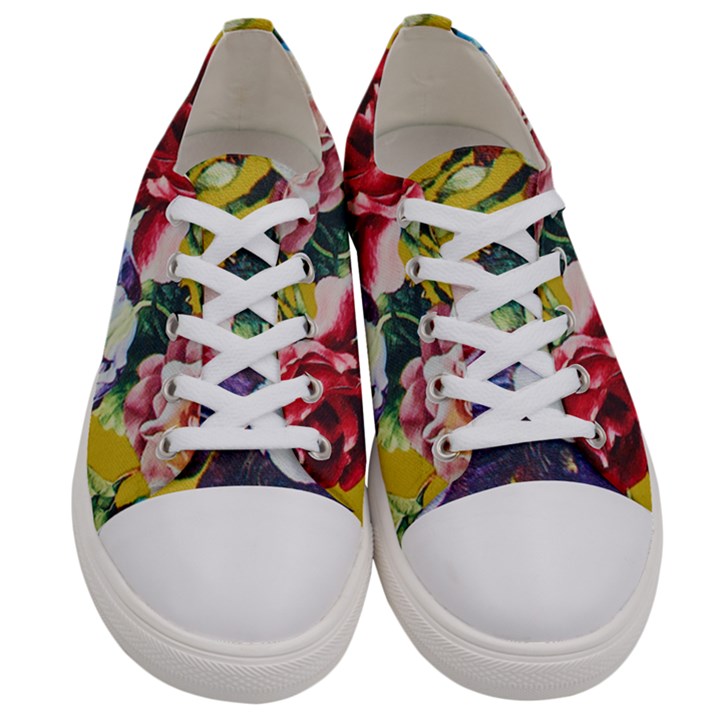 Textile Printing Flower Rose Cover Women s Low Top Canvas Sneakers