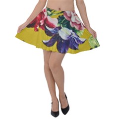 Textile Printing Flower Rose Cover Velvet Skater Skirt